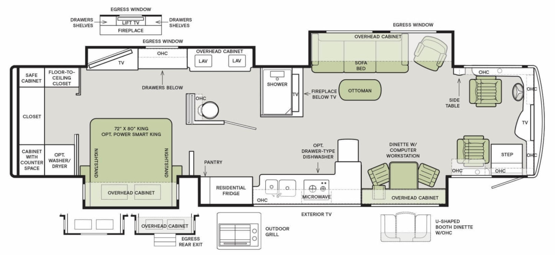 <p>No under bed storage if the Power Smart King option is present.</p>