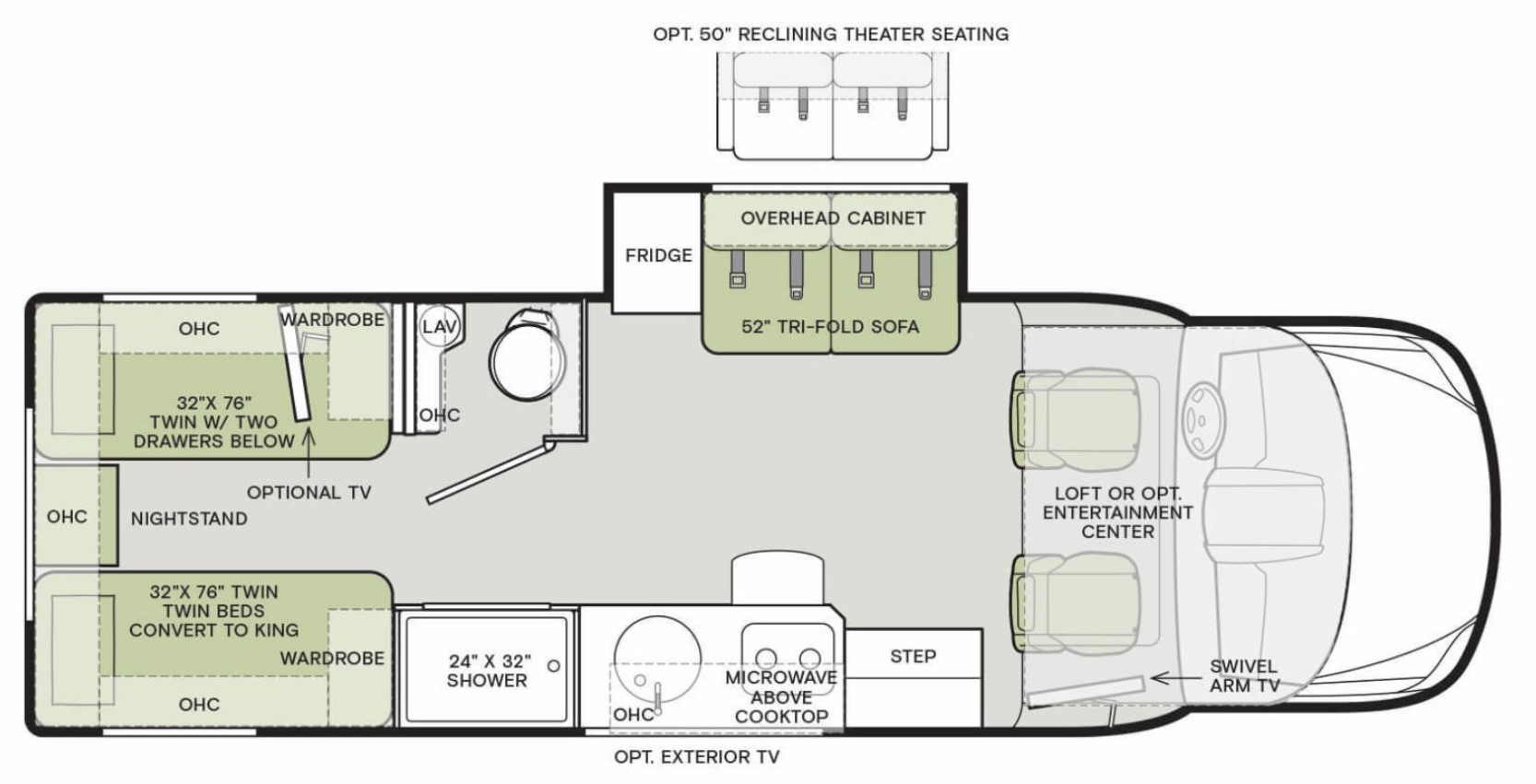 <p>Sleeps 5 with Tri-Fold Sofa.</p>