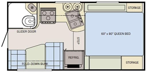 The Adventurer 89RB truck camper is 8’9” in length, with a 60″x80″queen-sized bed, mirrored sliding double door wardrobe, and ample storage. The Face-to-Face Dream Dinette® along with the rear galley makes this 8’9” camper feel like it has the room of a slide-out. This classic style also offers the largest wet bath in the industry topped with a large, bright, and airy skylight. This comfortable and convenient model fits 6ft and larger short-bed and all long-bed trucks, plus you can add a generator in either configuration making the 89RB the most versatile truck camper in the industry!